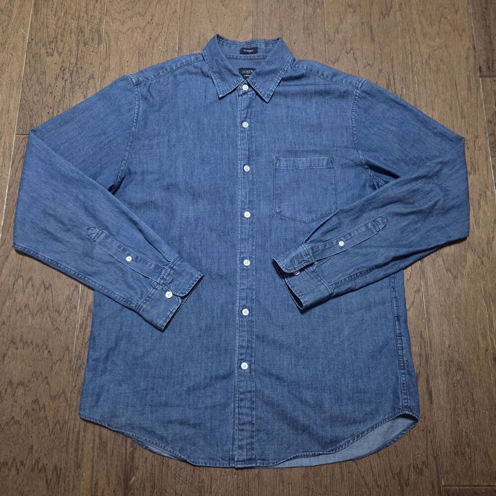 J.Crew Denim Men’s Medium Chambray Shirt Long Sleeve 100% Cotton